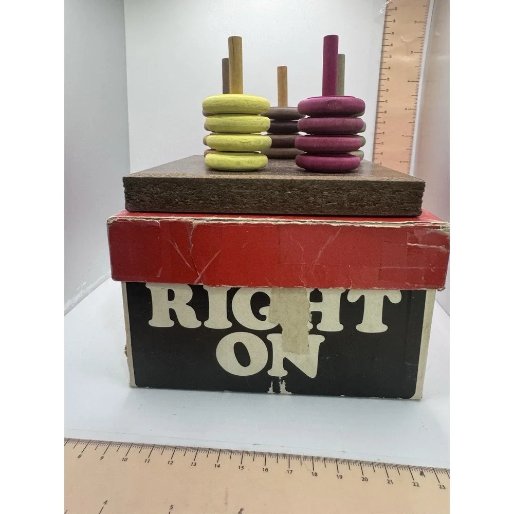 1970s Skor Mor's  Right On Wooden Puzzle Game